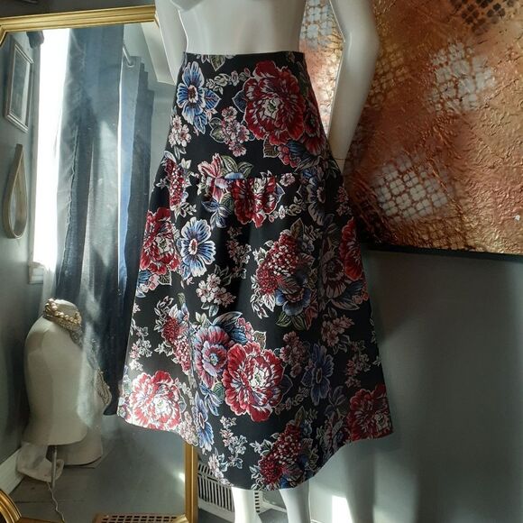 Zara Brocade Jacard Floral Full Midi Skirt - Picture 5 of 13